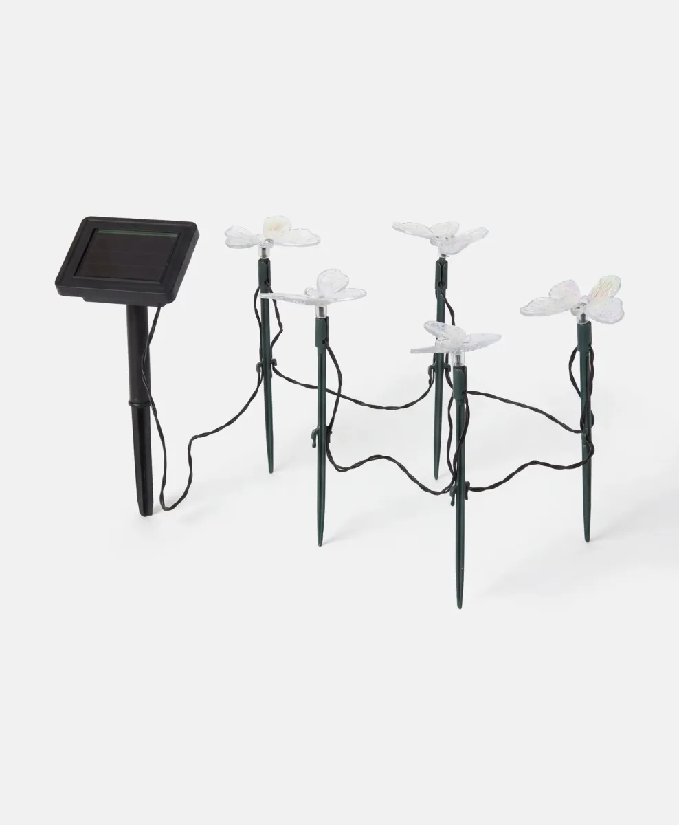 Solarne vrtne luči z metulji, set 5 LED, 3,2 m